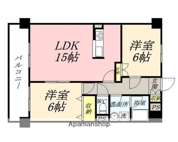 アリベ東古松(2LDK/8階)の間取り写真