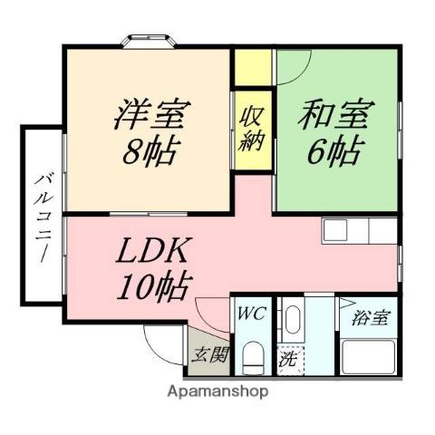 グランドゥールクロズミC(2LDK/1階)の間取り写真