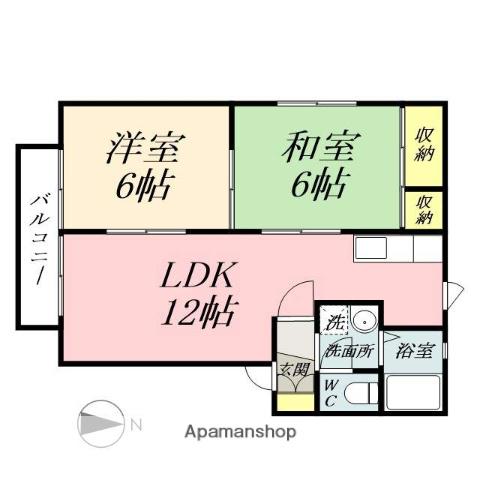マルシンアパート B(2LDK/1階)の間取り写真
