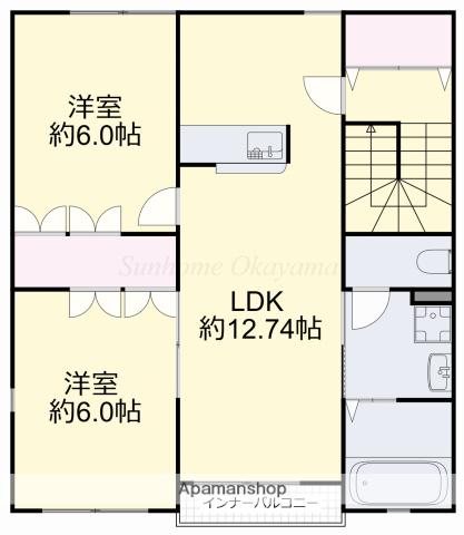 アン・ソレイユA棟(2LDK/2階)の間取り写真