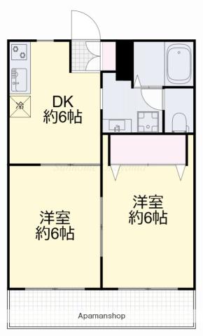 メゾンシャンス(2DK/1階)の間取り写真