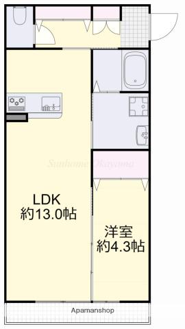 シリウスⅠ(1LDK/2階)の間取り写真