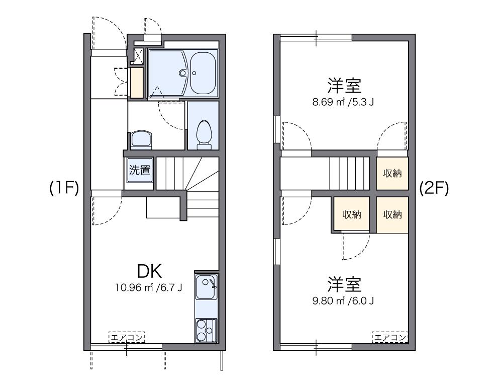 レオパレス福泊A(2DK/1階)の間取り写真