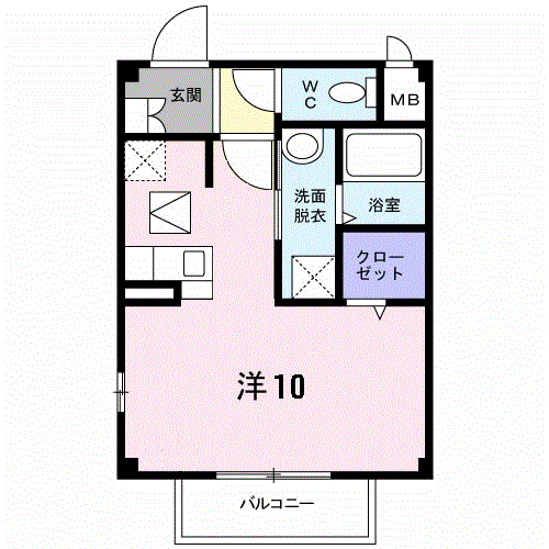 セントポーリア(ワンルーム/1階)の間取り写真