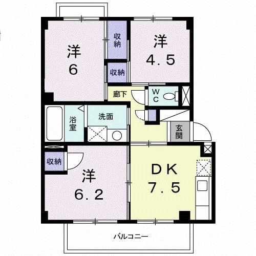 パルテールⅡ(3DK/1階)の間取り写真
