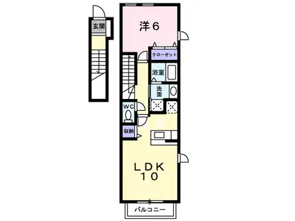 エクセレント三野(1LDK/2階)の間取り写真