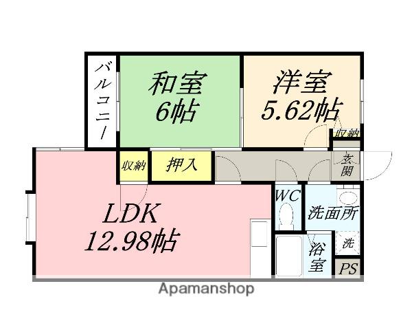 メゾンドール青江(2LDK/1階)の間取り写真