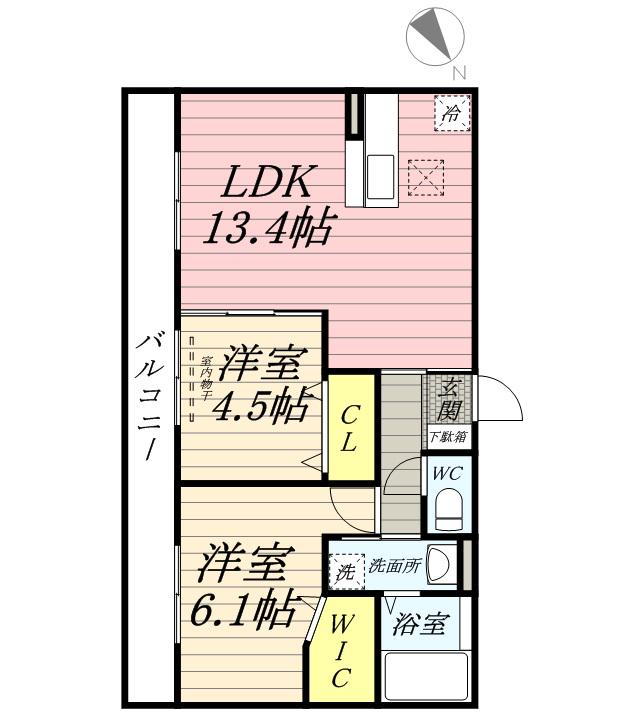 メナージュ今(2LDK/1階)の間取り写真