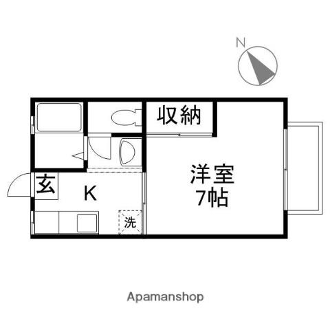 メゾン岡北Ⅱ(1K/2階)の間取り写真