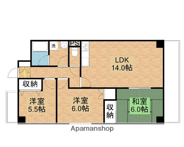 アリベ国富2(3LDK/2階)の間取り写真