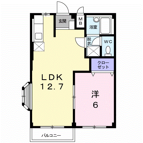 エルディム原田(1LDK/2階)の間取り写真