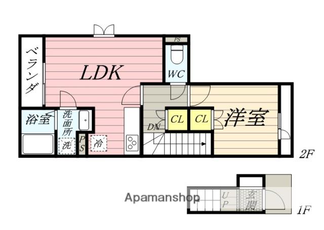 FORTUNA平井 A棟(1LDK/2階)の間取り写真