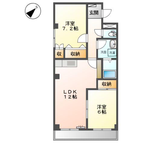 サンピア大福(2LDK/1階)の間取り写真