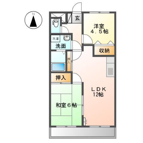 ルトゥール(2LDK/3階)の間取り写真