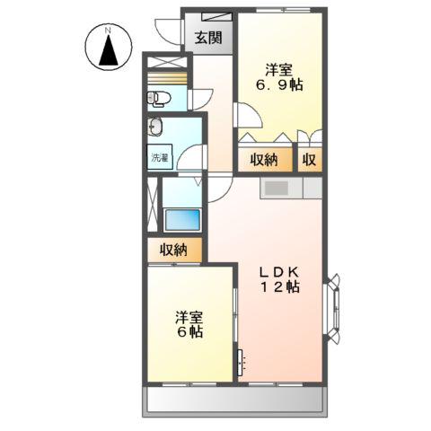ティーワイケイ(2LDK/1階)の間取り写真
