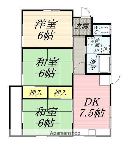 宇野線 備前西市駅 徒歩39分 1階建 築38年(3DK)の間取り写真