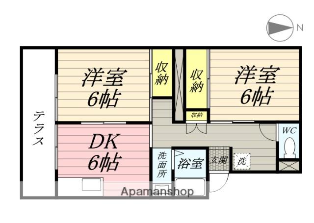プレジールSANYO B棟(2DK/1階)の間取り写真