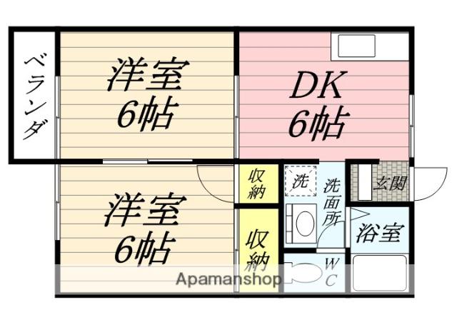 ドミール大安寺(2DK/2階)の間取り写真