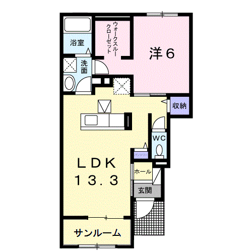 トゥールビヨン Ⅰ(1LDK/1階)の間取り写真