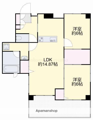 アーバンパレス田町(2LDK/9階)の間取り写真