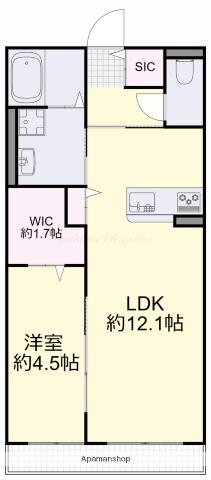 MODERNO(1LDK/1階)の間取り写真