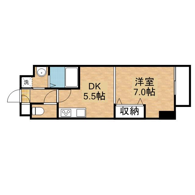 フォレスタ岡山医大東(1DK/6階)の間取り写真