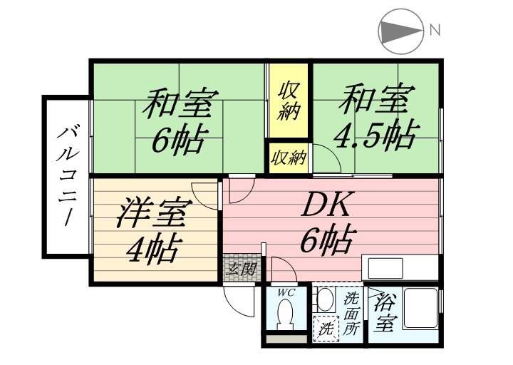 エレガンス西市F棟(3DK/2階)の間取り写真