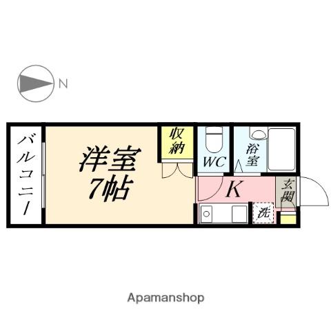 プリメゾン岡山津倉(1K/1階)の間取り写真