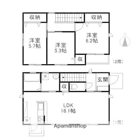 山陽本線 北長瀬駅 徒歩25分 2階建 築11年(3LDK)の間取り写真