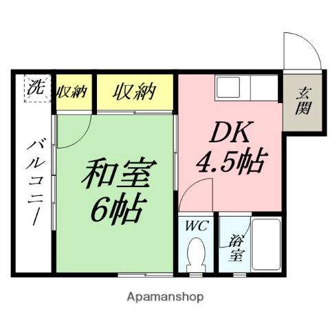 金光コーポ(1DK/2階)の間取り写真