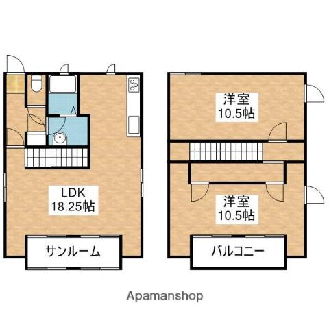 岡山電軌東山本線 中納言駅 徒歩11分 2階建 築23年(2LDK)の間取り写真