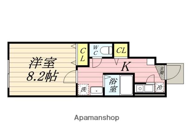 パシフィコ ノヴァ B棟(1K/1階)の間取り写真
