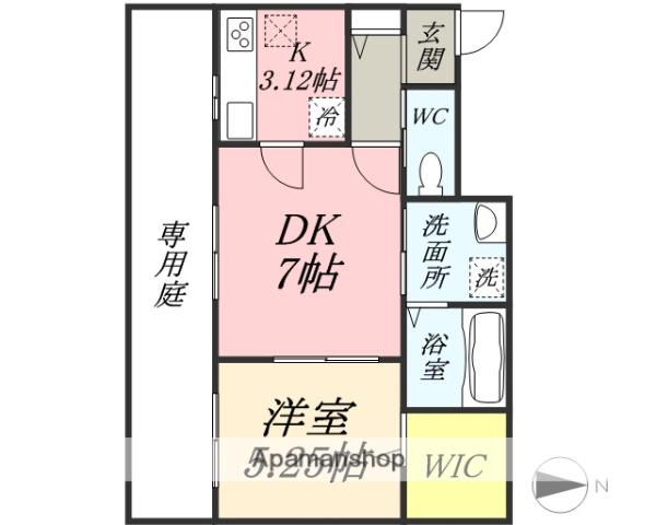 イーストヒルズ(1DK/1階)の間取り写真