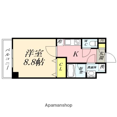 THE MODERN 表町(1K/4階)の間取り写真