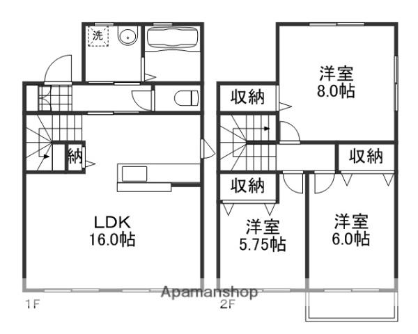 吉備線 備前三門駅 徒歩12分 2階建 築17年(3LDK)の間取り写真