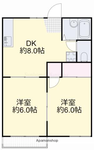 コーポ瀬戸(2DK/1階)の間取り写真