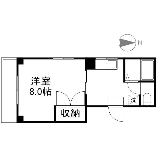 サンフォート幸町(1K/4階)の間取り写真