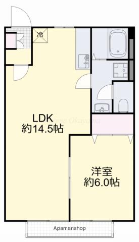 ドミール・ジャルダン(1LDK/2階)の間取り写真