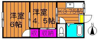 ベルハイツ西市(2K/2階)の間取り写真