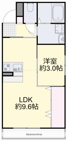 PRESTIGE OKU(1LDK/3階)の間取り写真