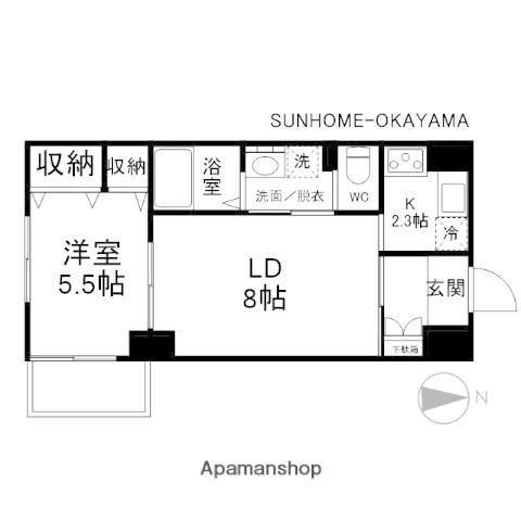 せかんどゆーす西口(1LDK/6階)の間取り写真
