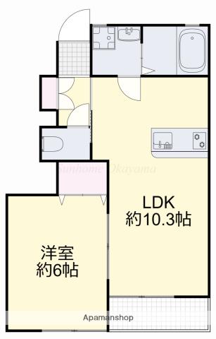 フォレスト備前原(1LDK/1階)の間取り写真