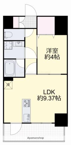 富田町二丁目マンション(1LDK/8階)の間取り写真