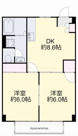 ニューシティレスポワール(2DK/2階)の間取り写真