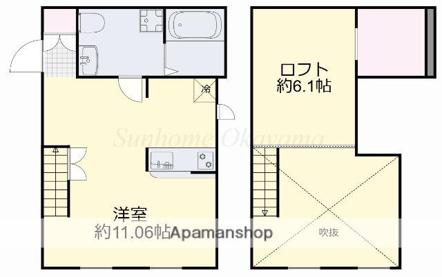 プリマガーデン岡山 壱番館(ワンルーム/2階)の間取り写真