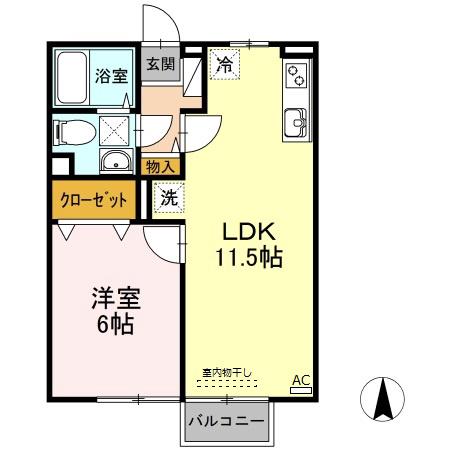 ヴィラコスモス(1LDK/2階)の間取り写真