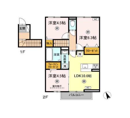 LA・MICHELLE(3LDK/2階)の間取り写真