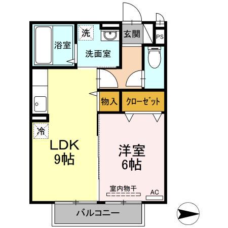 プリオールエフC棟(1LDK/2階)の間取り写真