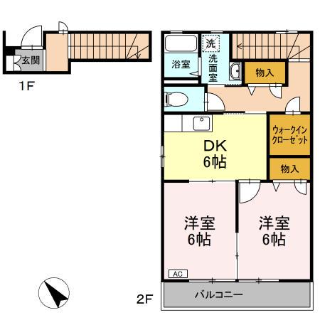 グランシード三宅(2DK/2階)の間取り写真