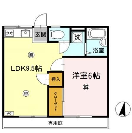 コーポ関(1LDK/1階)の間取り写真